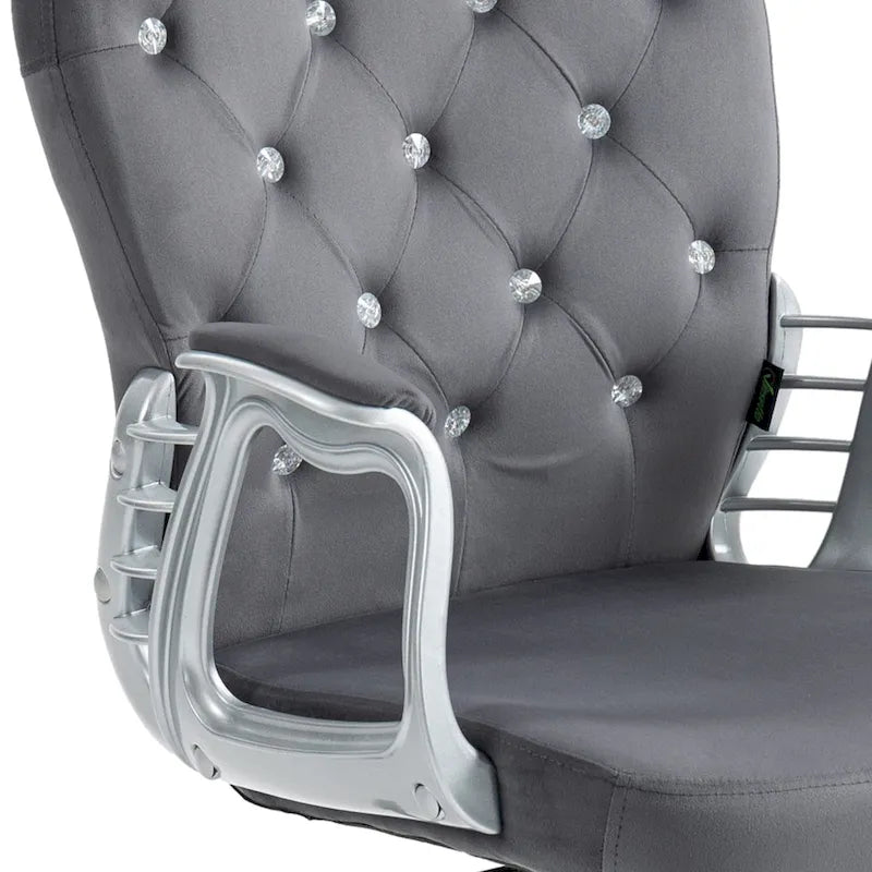 Vanity Middle Back Office Chair Tufted Backrest Swivel Rolling Wheels Task Chair with Height Adjustable Armrests