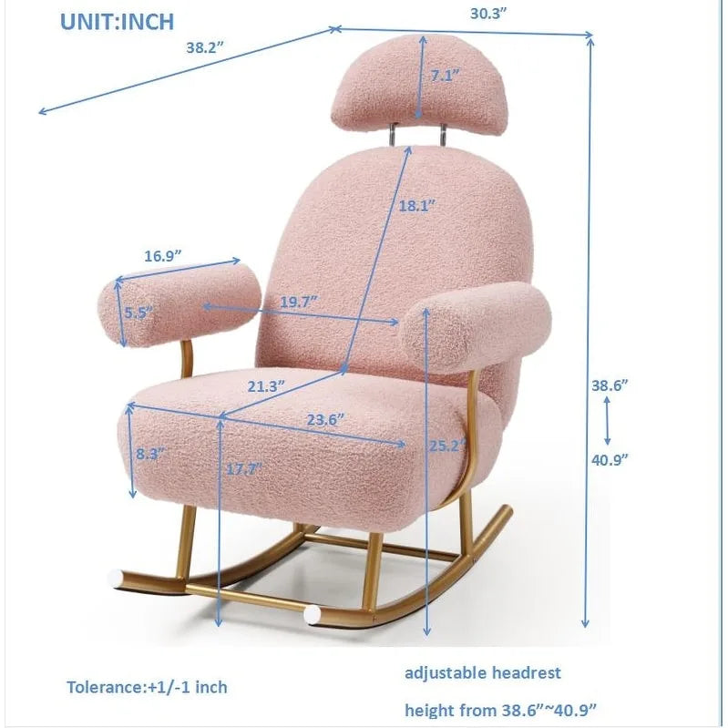 Modern Sherpa Fabric Nursery Rocking Chair