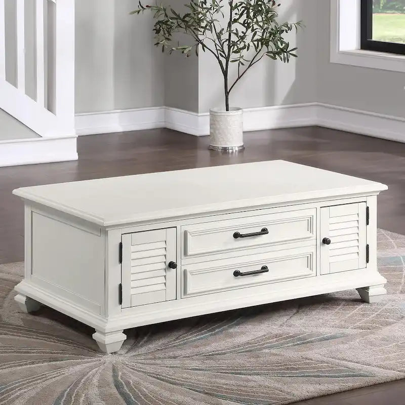 Castana Modern Farmhouse Soft White Lift-top Coffee Table