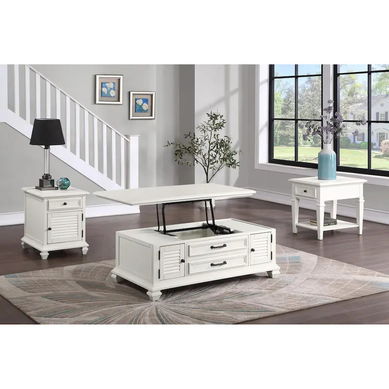 Castana Modern Farmhouse Soft White Lift-top Coffee Table
