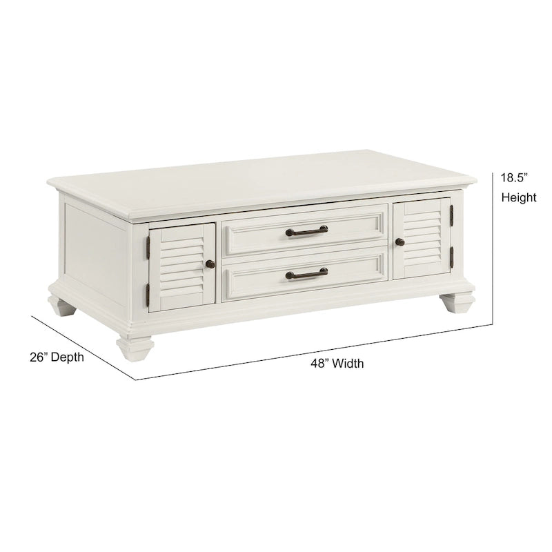 Castana Modern Farmhouse Soft White Lift-top Coffee Table