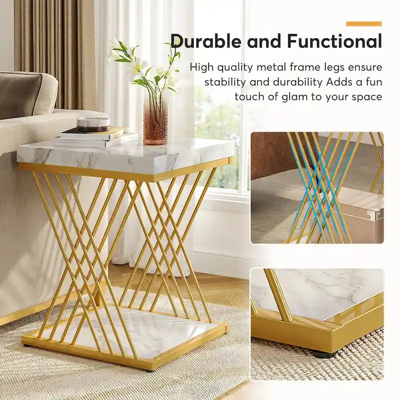 Square End Table,Mid-century Modern Bed Side Tables, Accent Table Living Room