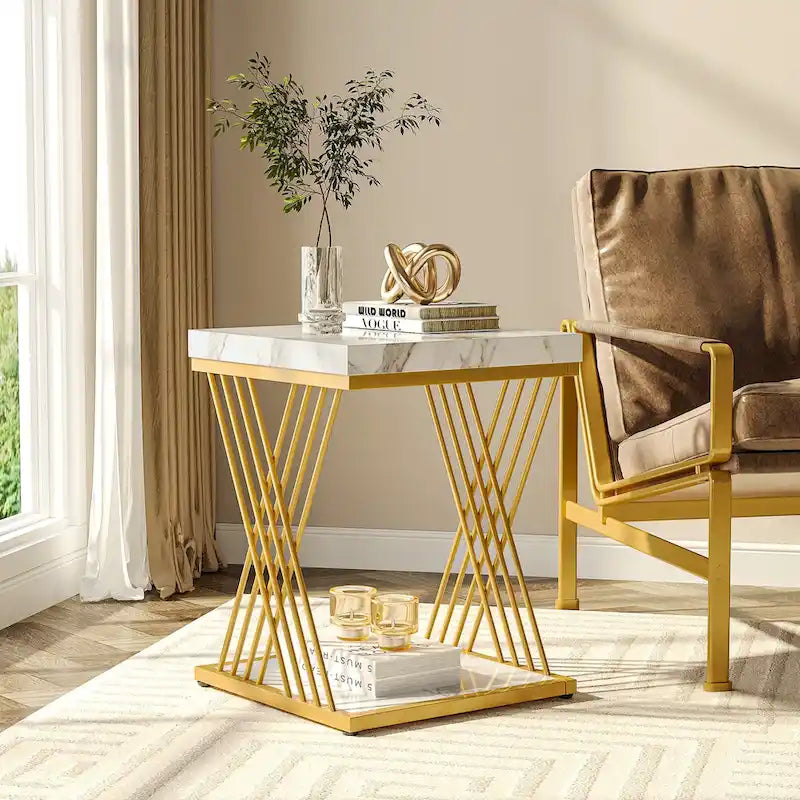 Square End Table,Mid-century Modern Bed Side Tables, Accent Table Living Room