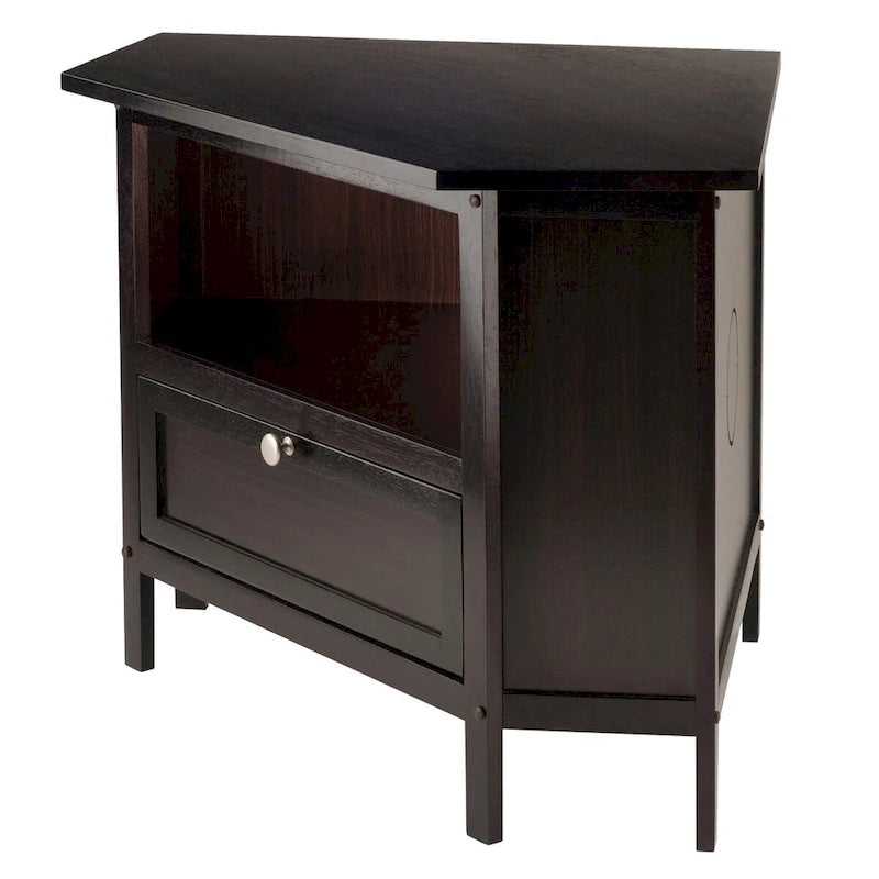 Corner TV and Media Stand, Espresso - 34.65 x 23.94 x 22.28 inches