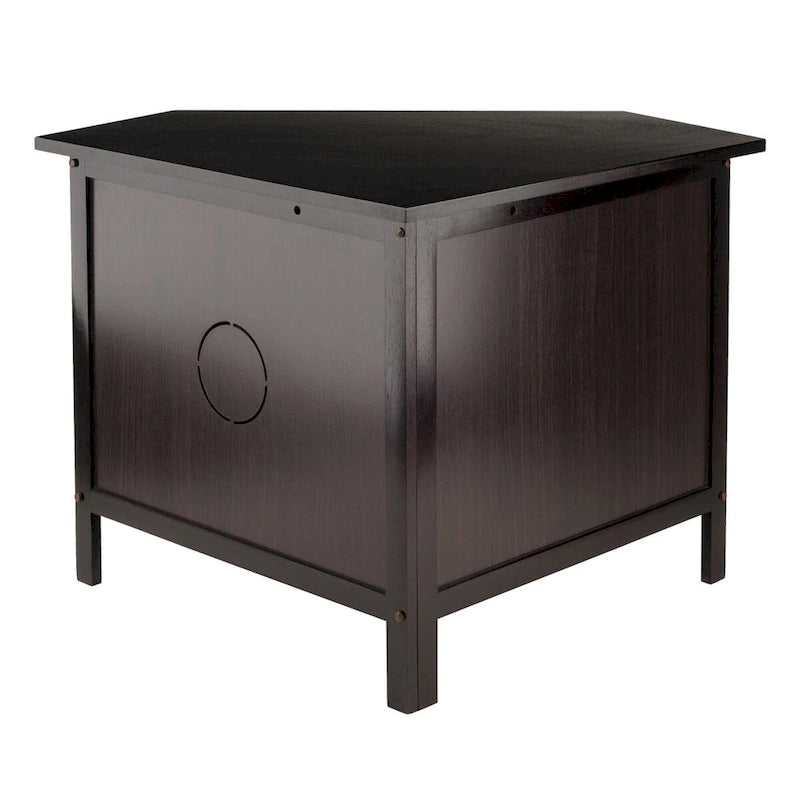 Corner TV and Media Stand, Espresso - 34.65 x 23.94 x 22.28 inches