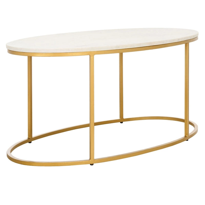 Marble Coffee Table (Fully Assembled) - 39 In. W x 21 In. D x 18.3 In. H - 39Wx21Dx18H