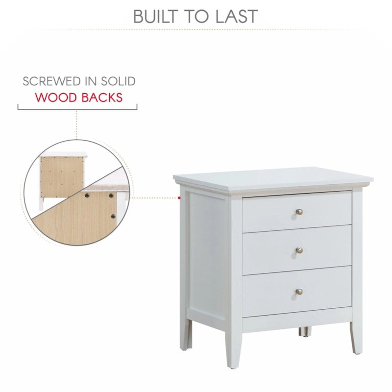 Hammond 3 Drawer Nightstand, White