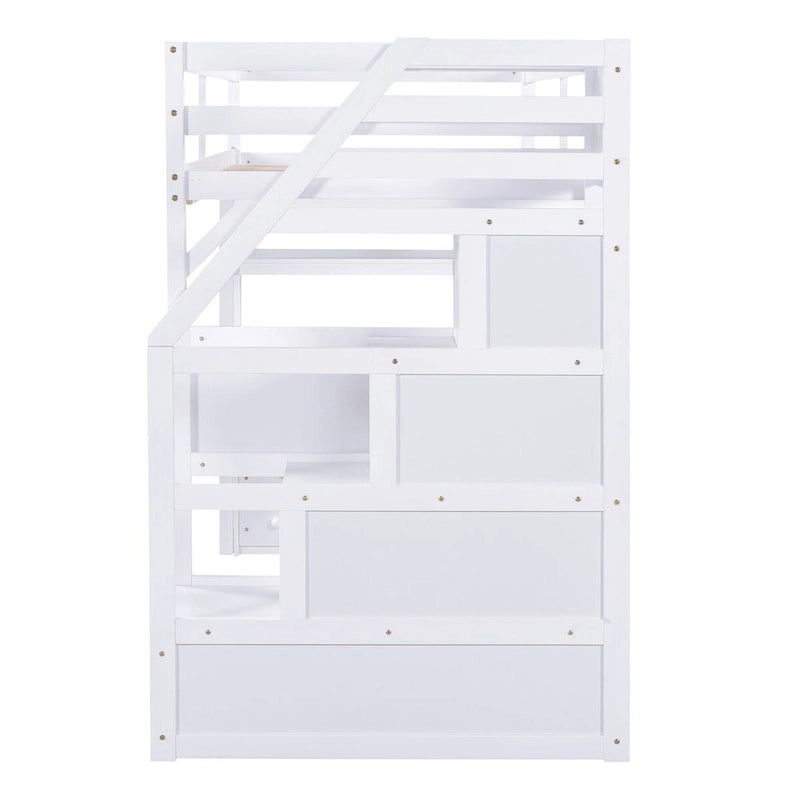 Twin Size Loft Bed with Desk and Shelves