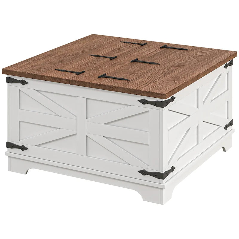 Farmhouse Coffee Table with Storage for Living Room