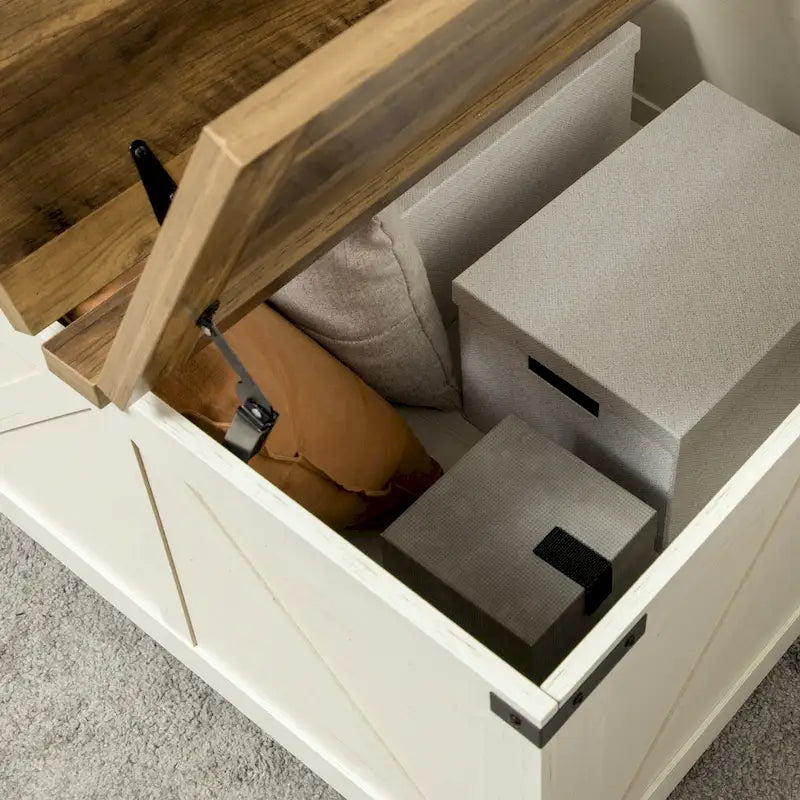 Farmhouse Coffee Table with Storage for Living Room