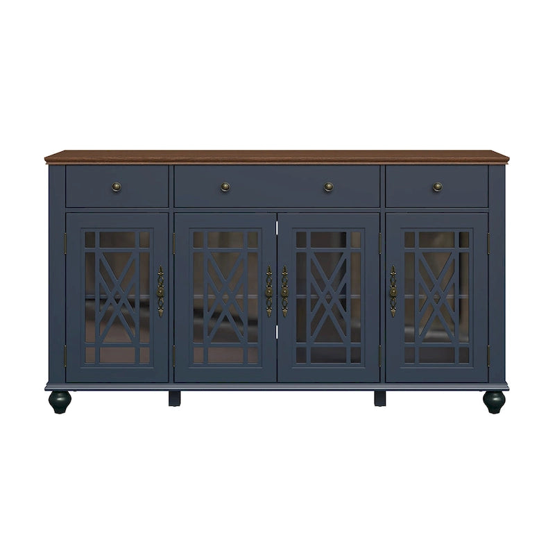 63 Vintage Style Kitchen Accent Buffet Sideboard Cabinet w/ Drawers - 63 in Width