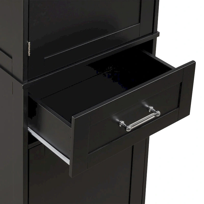 20 in. W x 13 in. D x 68.1 in. H Linen Cabinet with 2-Different Size Drawers and Adjustable Shelf